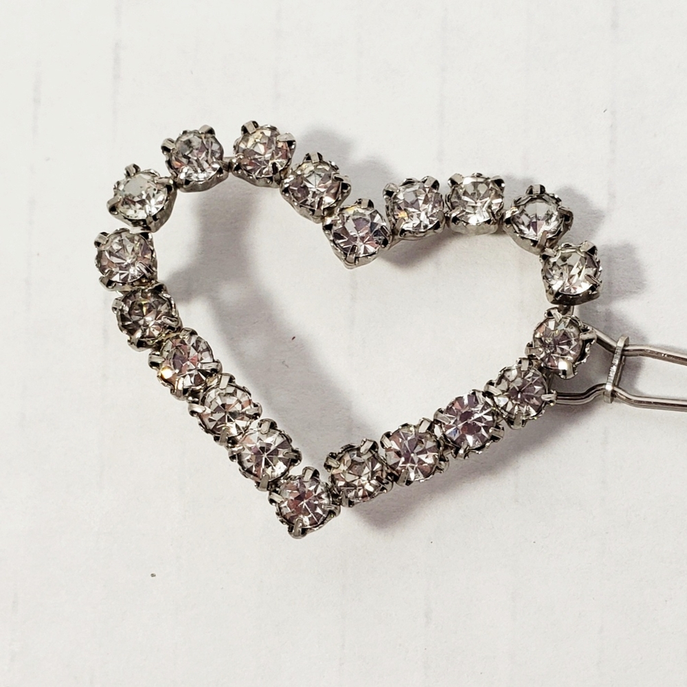 Rhinestone Crystal Heart-Shaped Hair  Barrette Vintage